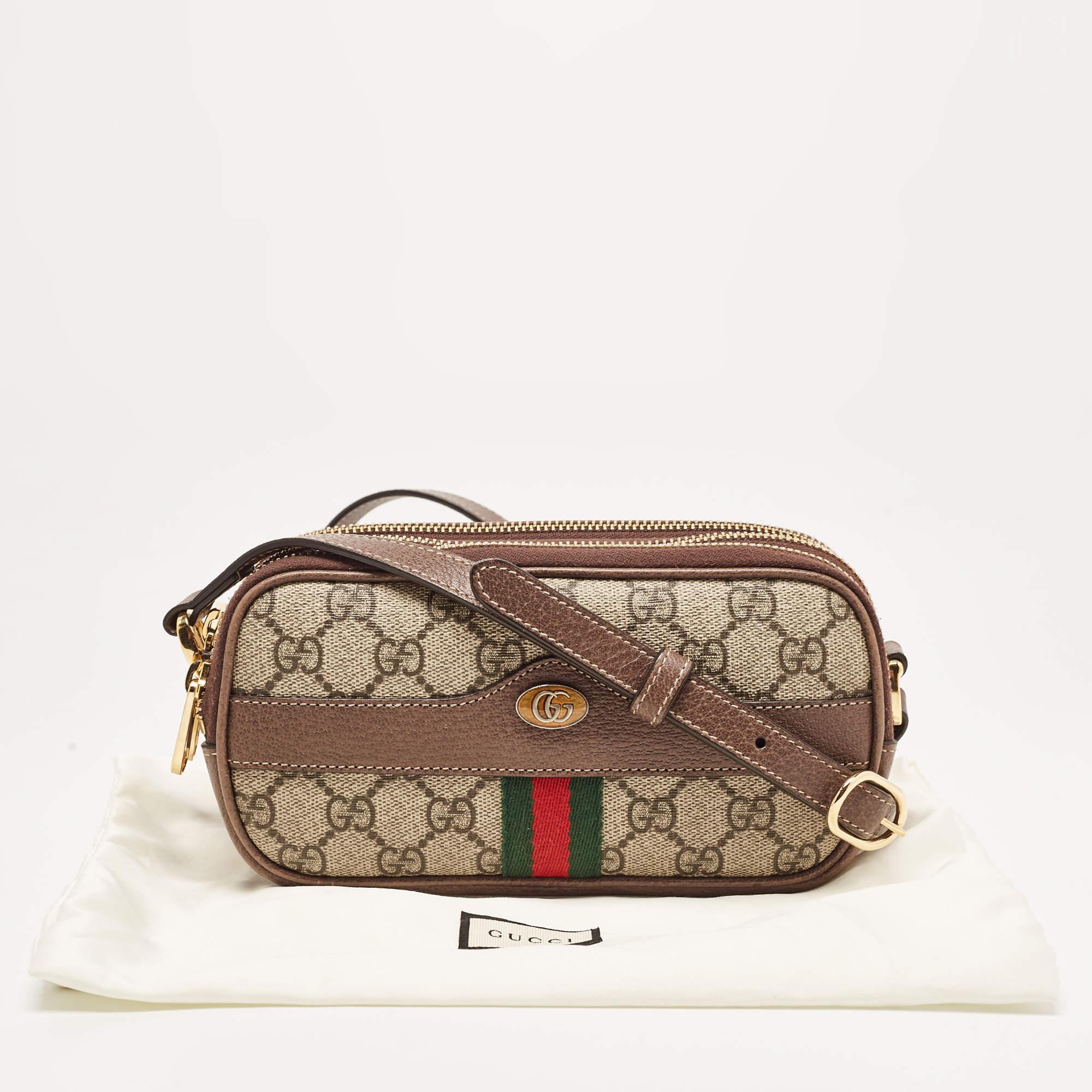 Gucci Beige/Brown GG Supreme Canvas and Leather Ophidia Crossbody Bag 7
