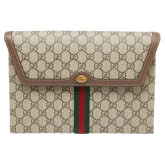 Gucci Beige/Brown GG Supreme Canvas and Leather Ophidia Pouch
