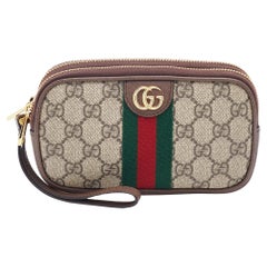 Gucci Beige/Brown GG Supreme Canvas and Leather Ophidia Wristlet