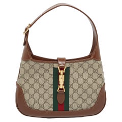 Petit sac hobo Jackie 1961 en toile et cuir GG Supreme beige/marron Gucci