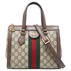 Gucci Beige/Brown GG Supreme Canvas and Leather Small Ophidia Tote