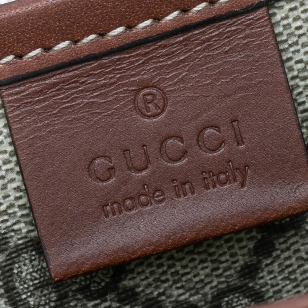 Gucci Beige/Brown GG Supreme Canvas and Leather Web Messenger Bag In Good Condition In Dubai, Al Qouz 2