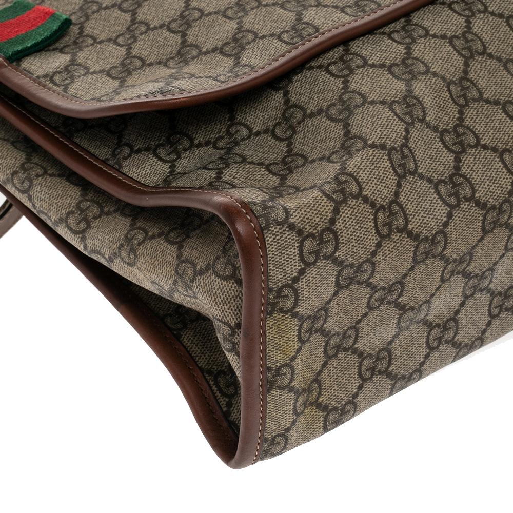 Gucci Beige/Brown GG Supreme Canvas and Leather Web Messenger Bag 3