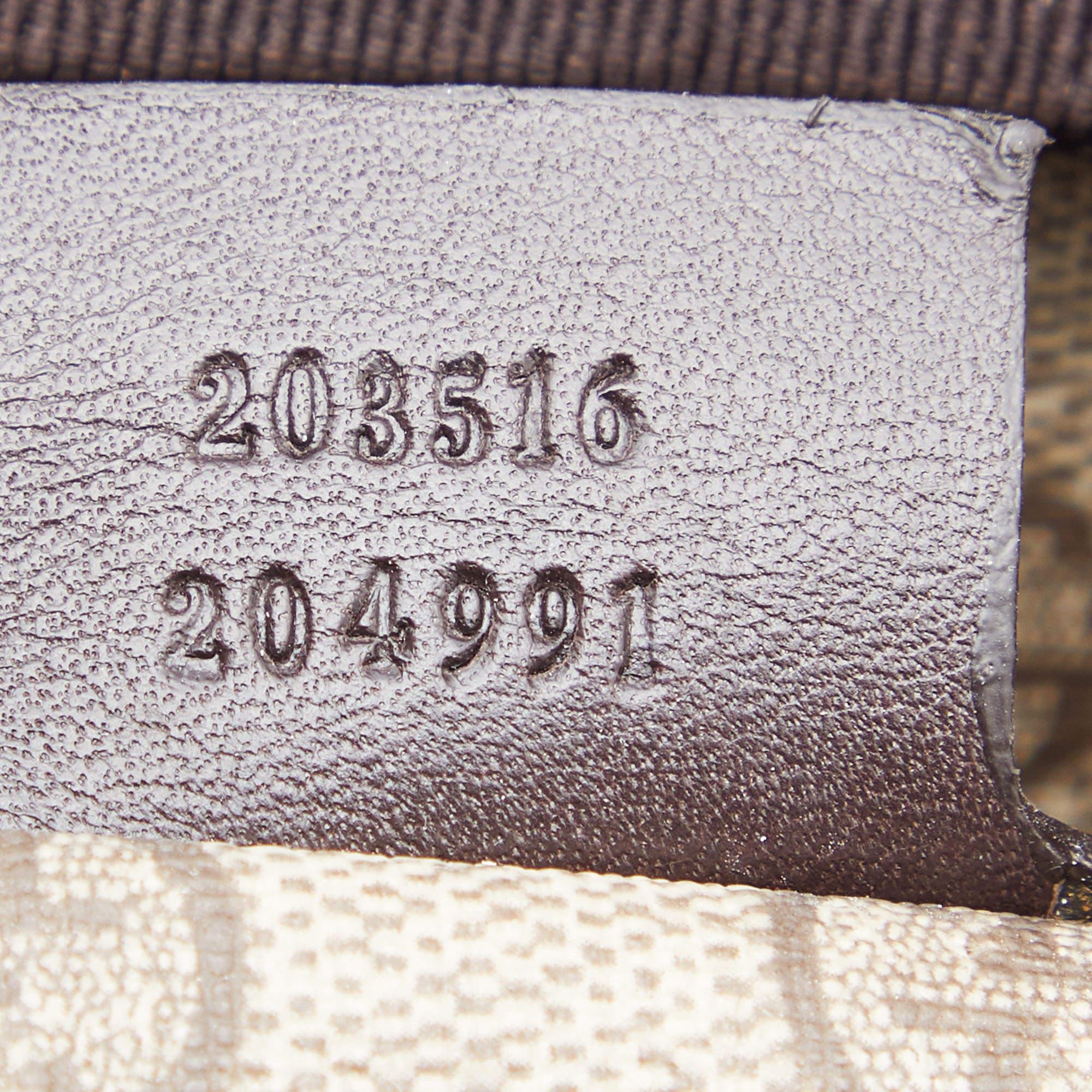 Gucci Beige/Brown GG Supreme Canvas and Patent Leather Boston Bag 6