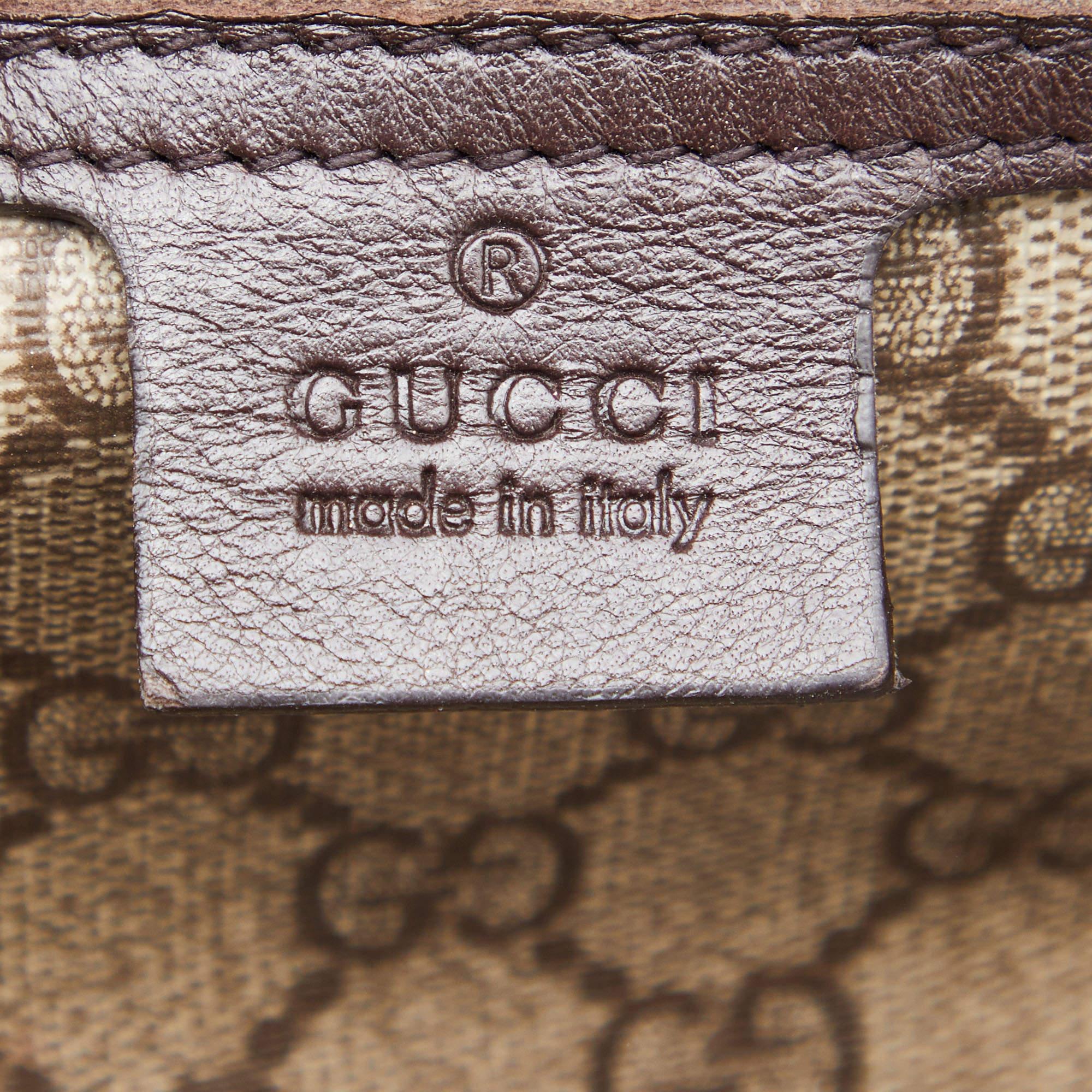 Gucci Beige/Brown GG Supreme Canvas and Patent Leather Boston Bag 8