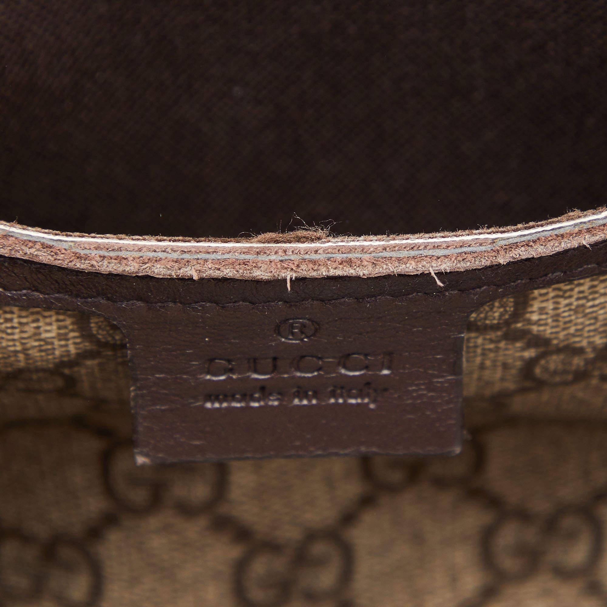 Gucci Beige/Brown GG Supreme Canvas and Patent Leather Boston Bag 10
