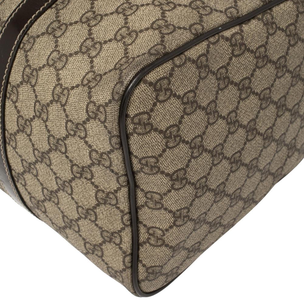 Gucci Beige/Brown GG Supreme Canvas and Patent Leather Medium Joy Boston Bag 4