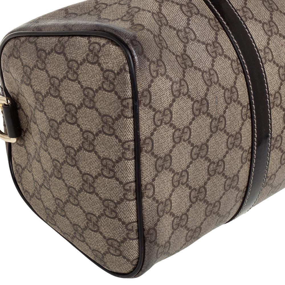 Gray Gucci Beige/Brown GG Supreme Canvas and Patent Leather Medium Joy Boston Bag