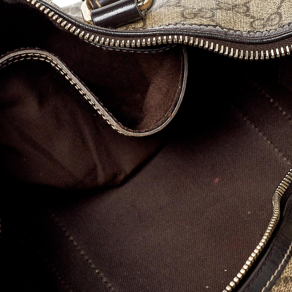 Women's Gucci Beige/Brown GG Supreme Canvas and Patent Leather Medium Joy Boston Bag