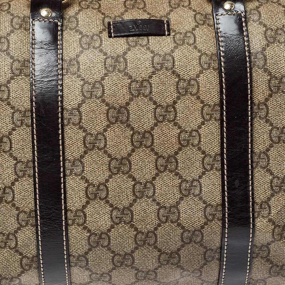 Gucci Beige/Brown GG Supreme Canvas and Patent Leather Medium Joy Boston Bag 1