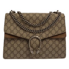 Gucci Beige/Brown GG Supreme Canvas and Suede Medium Dionysus Shoulder Bag