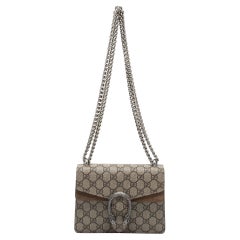 Gucci Beige/Brown GG Supreme Canvas and Suede Mini Dionysus Shoulder Bag