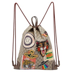 Gucci Beige/Brown GG Supreme Canvas Courrier Drawstring Backpack