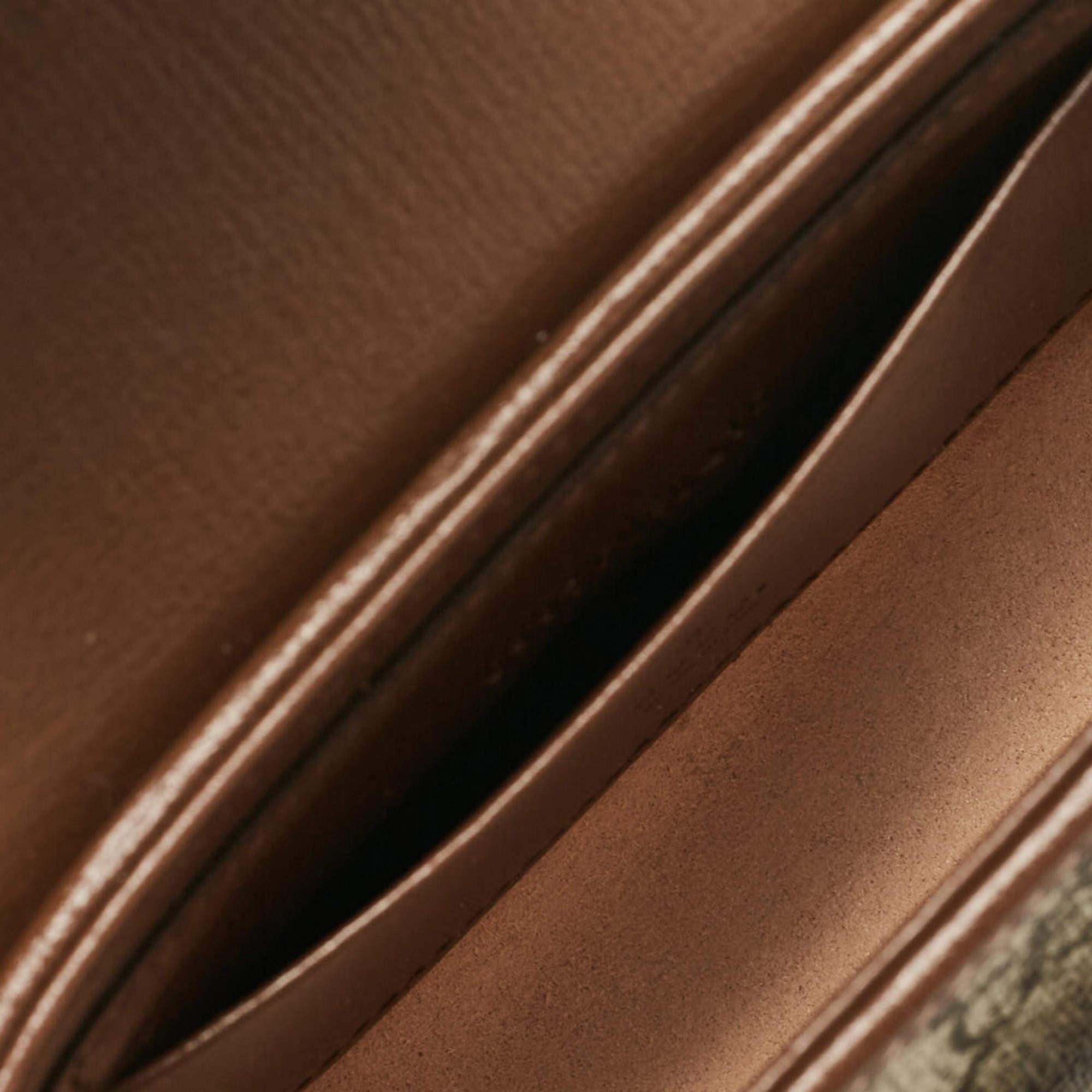 Gucci Beige/Brown GG Supreme Canvas Leather Horsebit 1955 Wallet Crossbody Bag For Sale 3