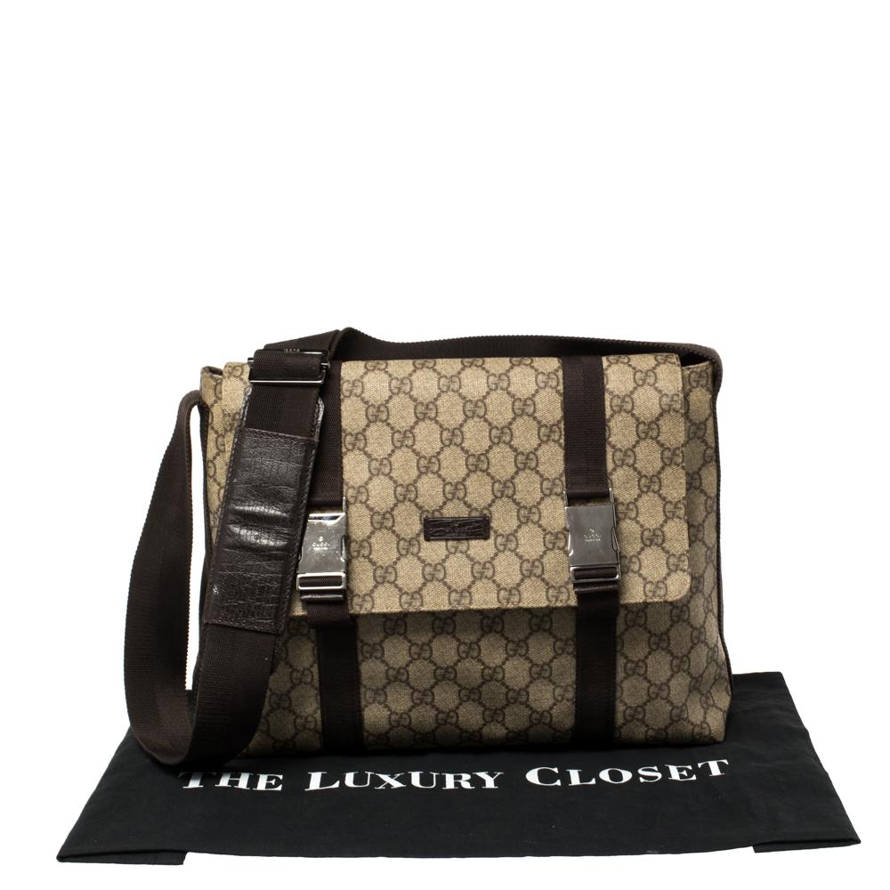 Gucci Beige/Brown GG Supreme Canvas Messenger Bag 9
