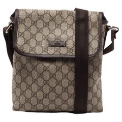 Used Gucci Beige/Brown GG Supreme Canvas Messenger Diaper Bag