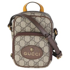 Gucci Beige Brown GG Supreme Canvas Neo Vintage Mini Messenger Bag