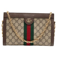 Gucci Beige/Brown GG Supreme Canvas Ophidia Shoulder Bag