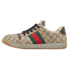 Gucci Beige/Brown GG Supreme Canvas Screener Sneakers Size 44