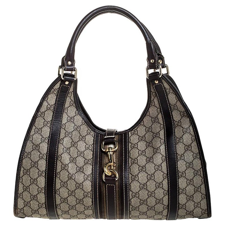 Gucci Beige/Brown GG Supreme Coated Canvas and Leather Bardot Joy Tote ...