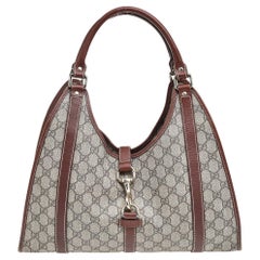 Gucci Beige/Brown GG Supreme Coated Canvas And Leather Jackie O Hobo
