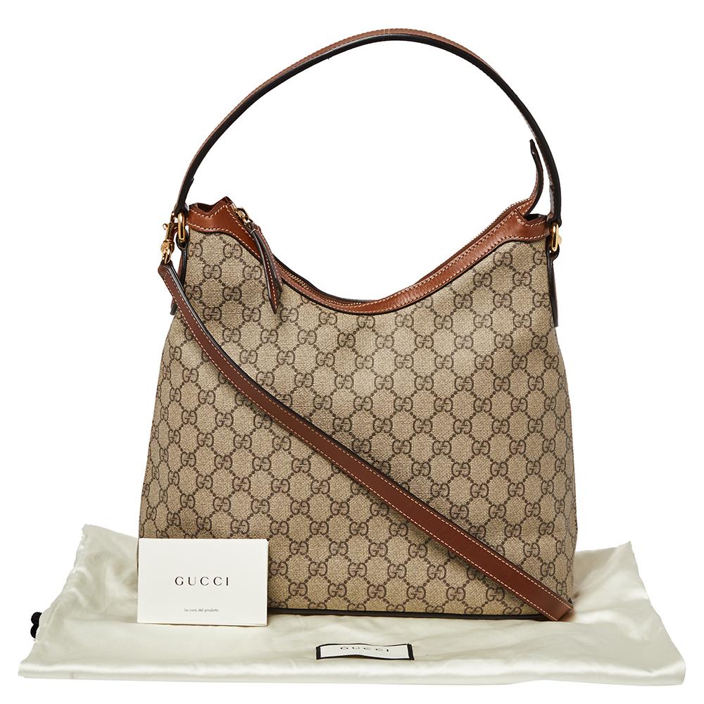 Gucci Beige/Brown GG Supreme Coated Canvas and Leather Linea A Hobo 8