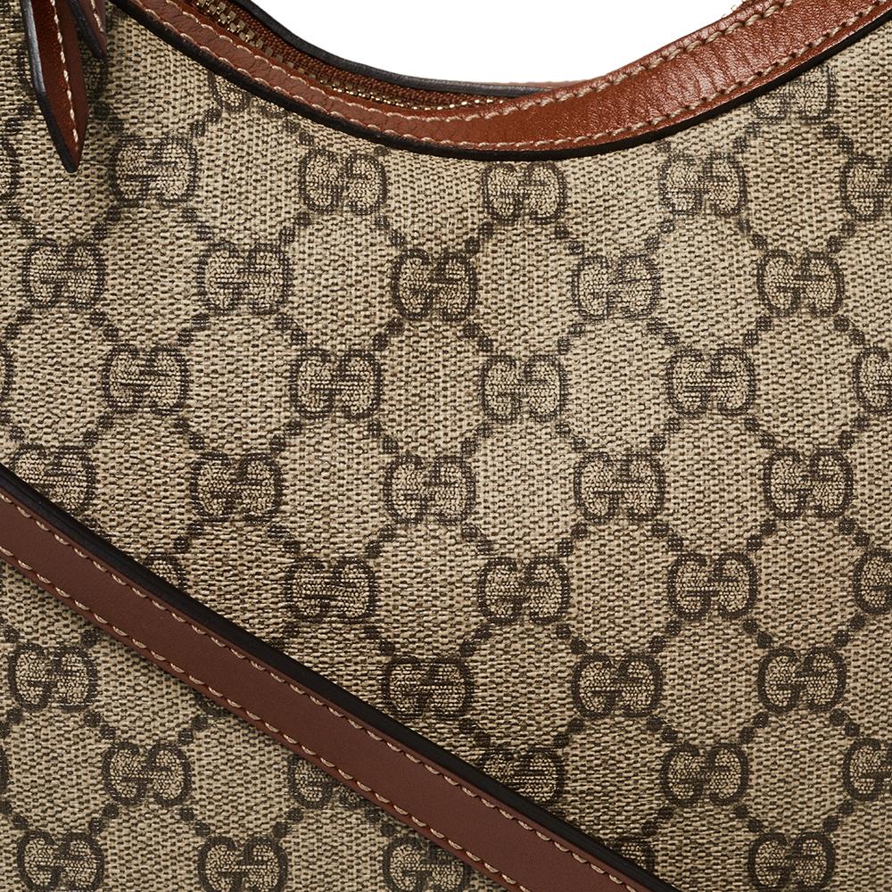 Gucci Beige/Brown GG Supreme Coated Canvas and Leather Linea A Hobo 4