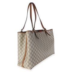 Gucci Beige Brown GG Supreme Monogram Emblem Maxi Tote