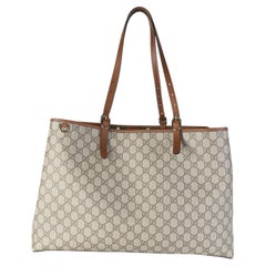 Gucci Beige Brown GG Supreme Monogram Emblem Maxi Tote