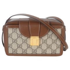 Gucci Beige Brown GG Supreme Monogram Mini Clasp Bag