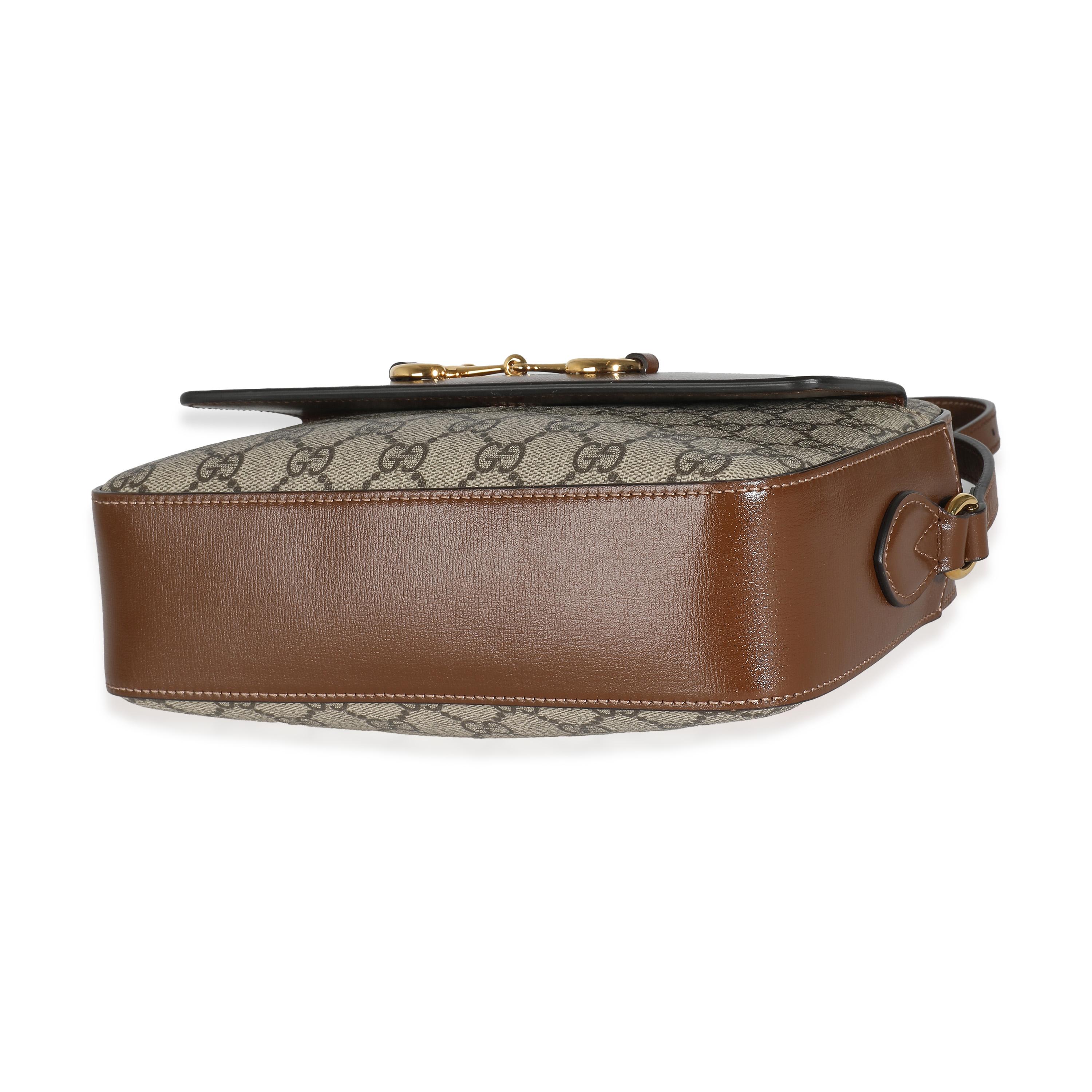 Gucci Beige Brown GG Supreme Monogram Small Horsebit 1955 Shoulder Bag 2