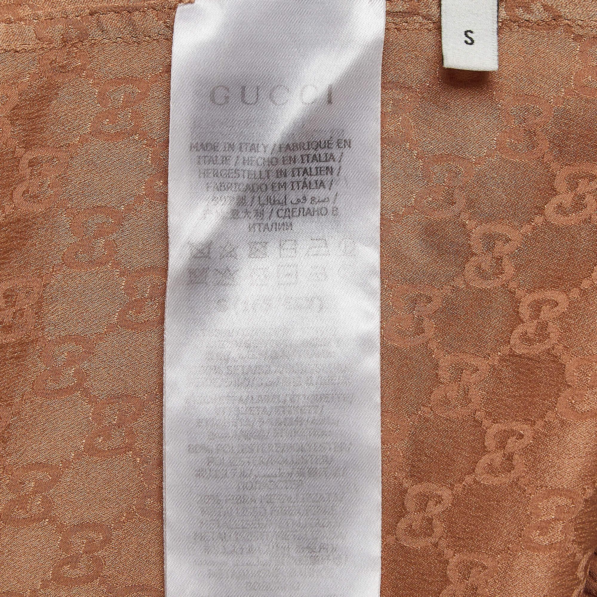 Gucci Beige Brown GG Web Silk Shorts S 1