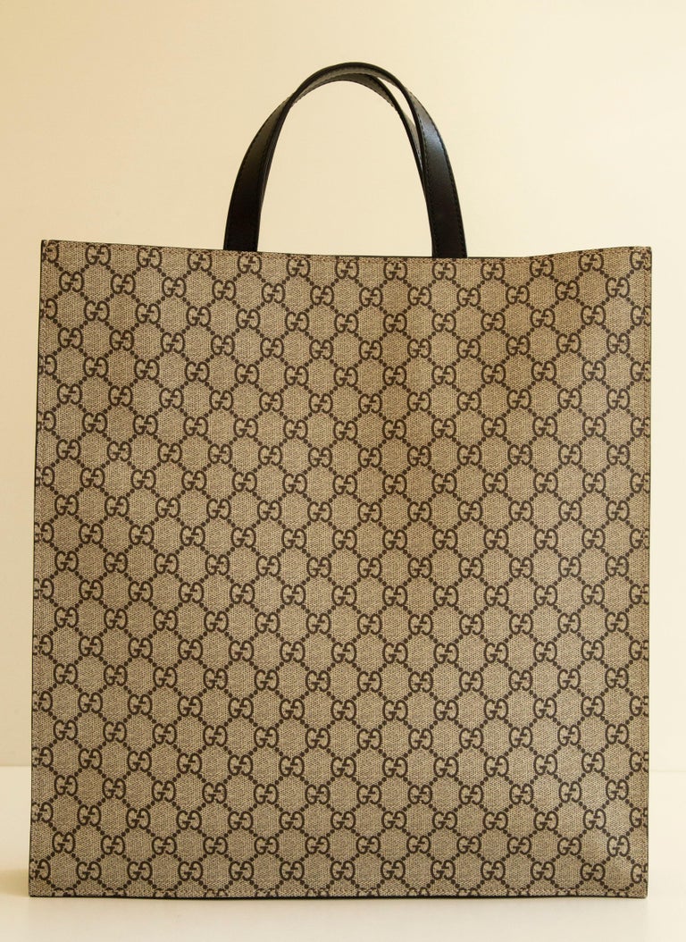 Gucci Beige Brown Guccissima Coated Canvas Tiger Tote Bag For Sale at  1stDibs