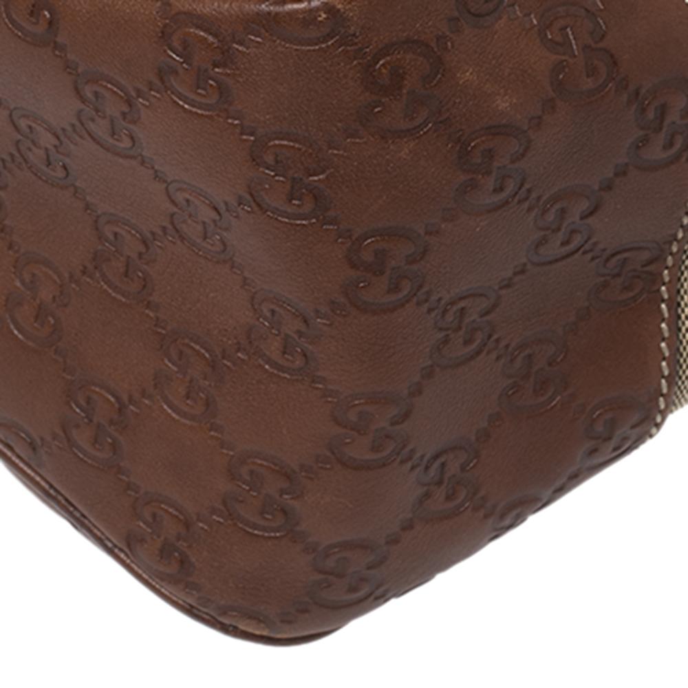 Gucci Borsa Hobo in pelle e tela beige/marrone Guccissima 5