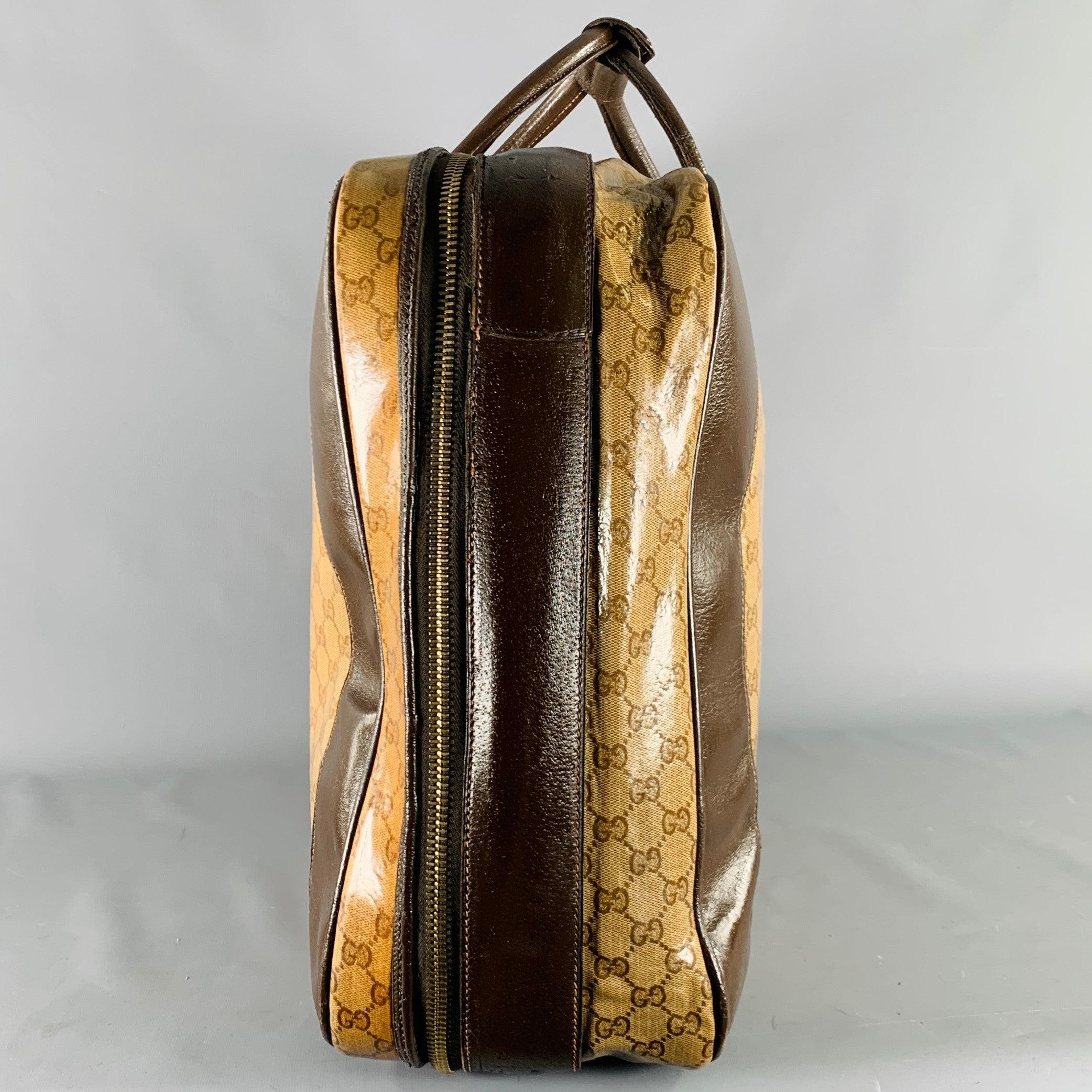 Men's GUCCI Beige Brown Guccissima Monogram Coated Canvas Leather Suitcase