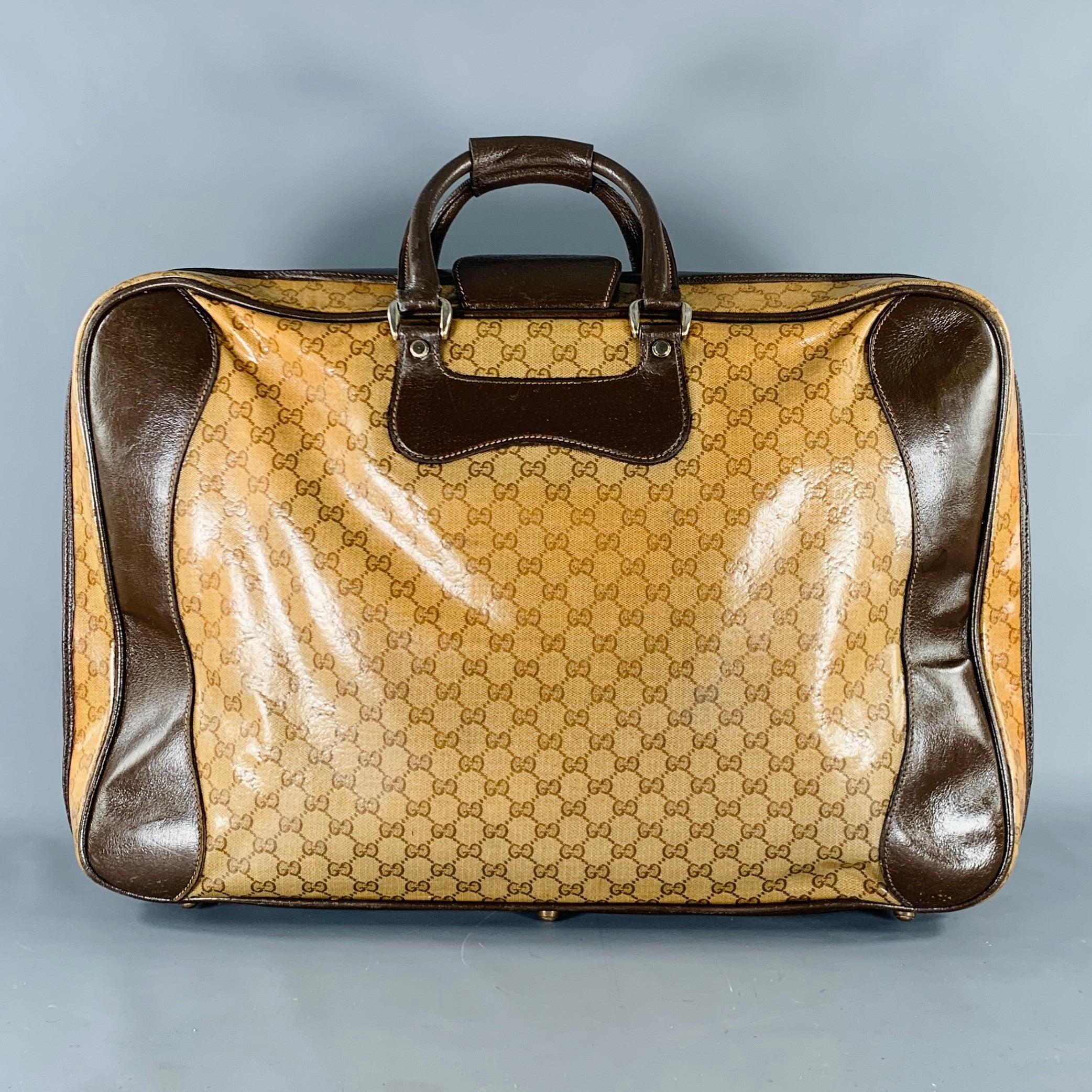 GUCCI Beige Brown Guccissima Monogram Coated Canvas Leather Suitcase 1