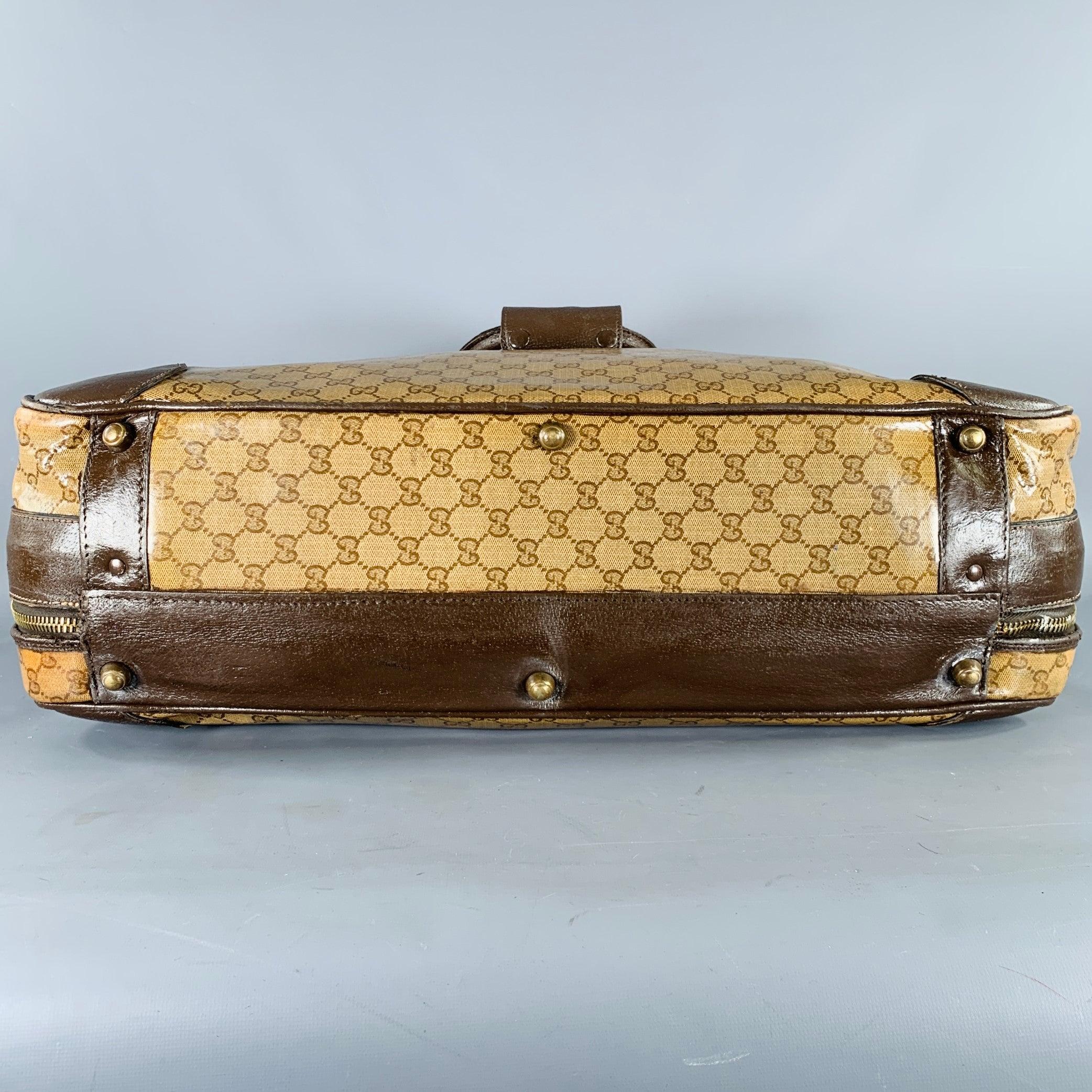 GUCCI Beige Brown Guccissima Monogram Coated Canvas Leather Suitcase 3