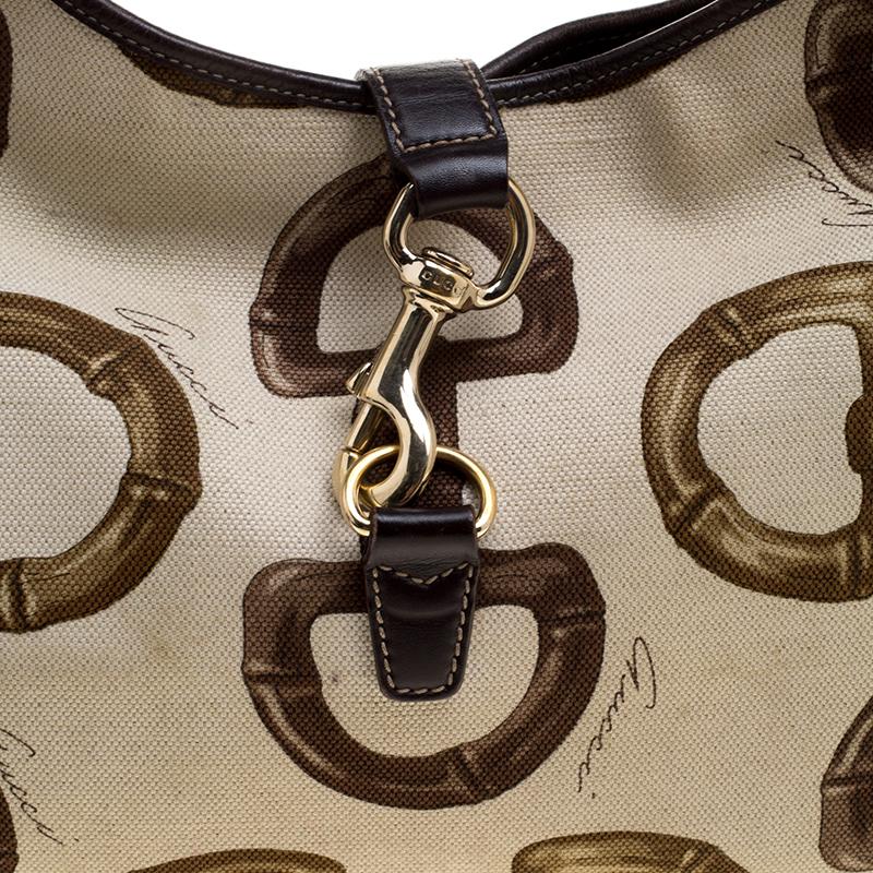 Gucci Beige/Brown Horsebit Printed Canvas and Leather Amalfi Hobo 1