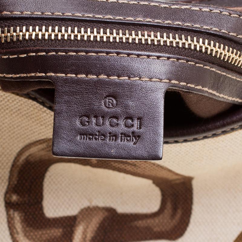 Gucci Beige/Brown Horsebit Printed Canvas and Leather Amalfi Hobo 4