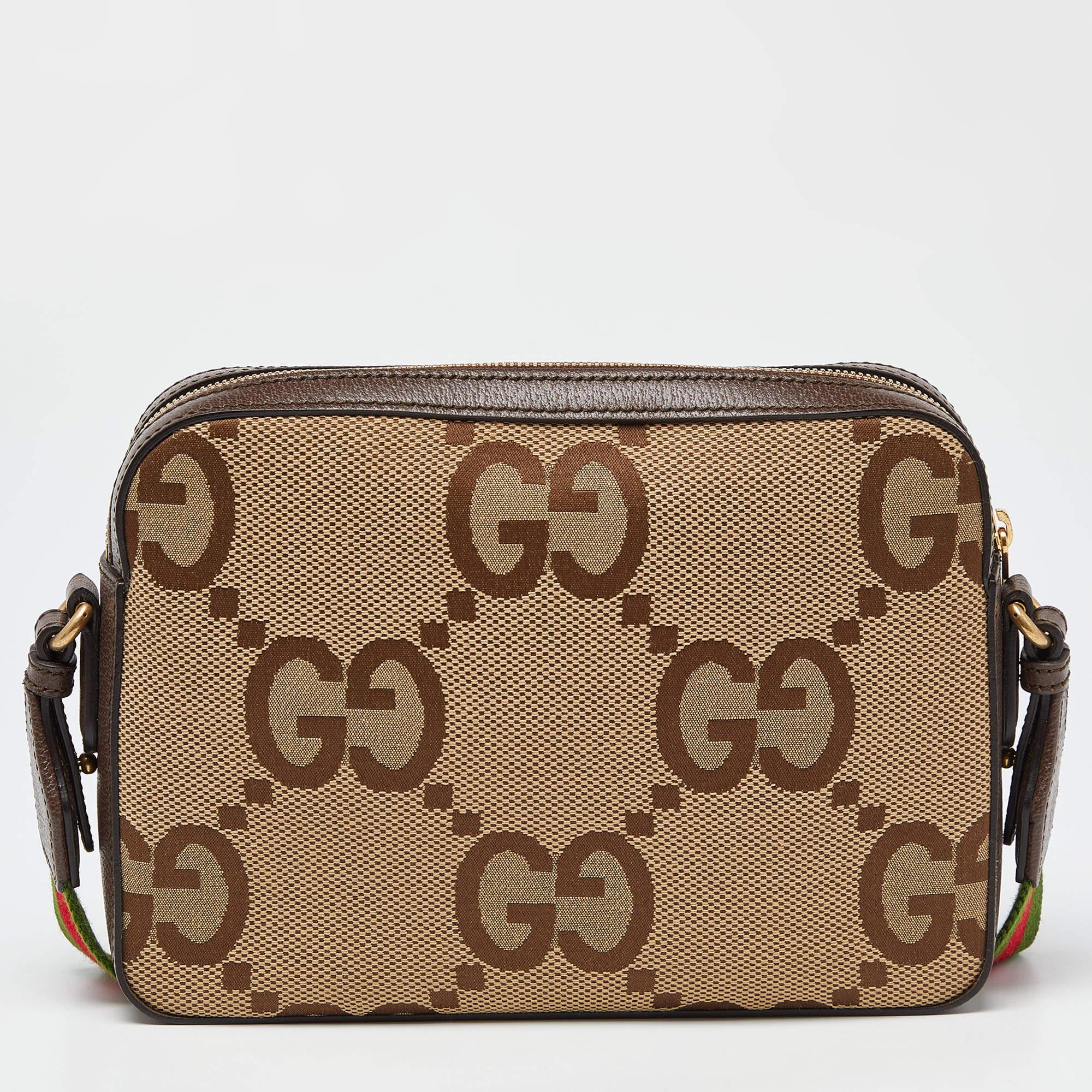 Gucci Beige/Brown Jumbo GG Canvas and Leather Mesenger Bag 6