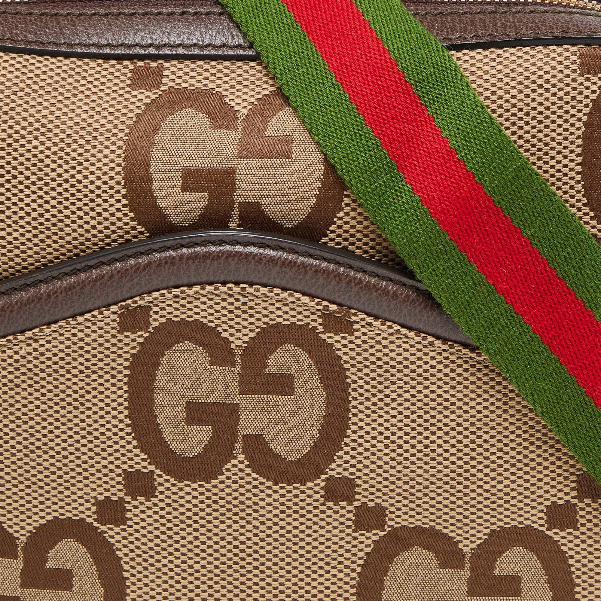 Gucci Beige/Brown Jumbo GG Canvas and Leather Mesenger Bag 7