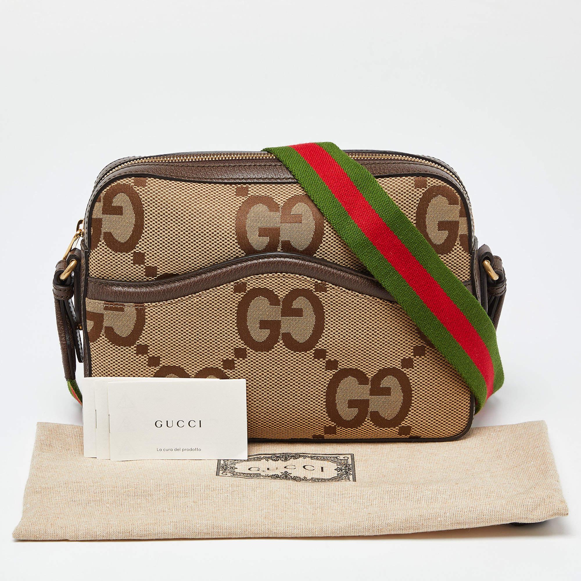Gucci Beige/Brown Jumbo GG Canvas and Leather Mesenger Bag 8