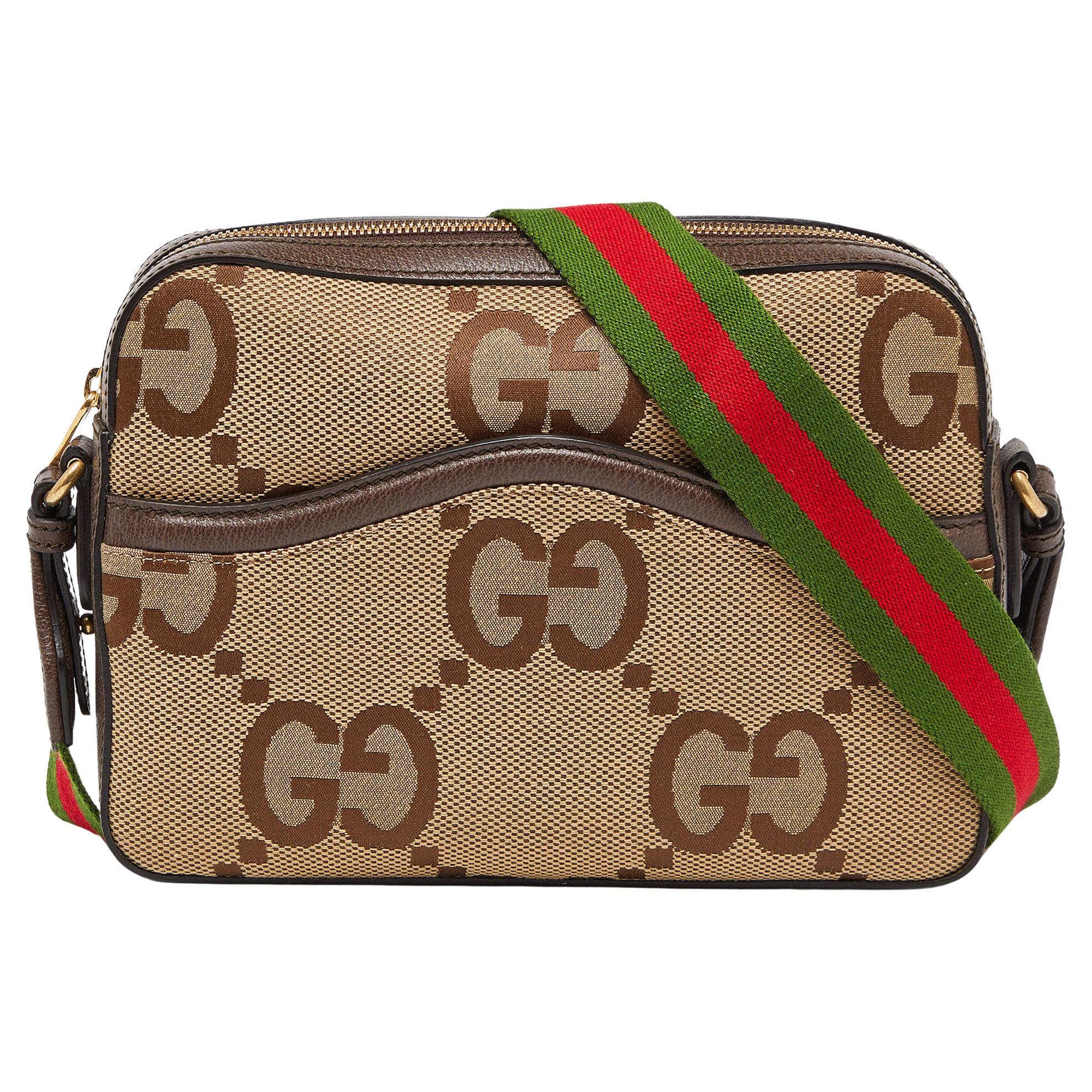 Gucci Beige/Brown Jumbo GG Canvas and Leather Mesenger Bag