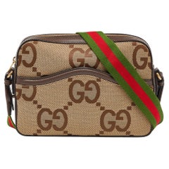 Gucci Beige/Brown Jumbo GG Canvas and Leather Mesenger Bag
