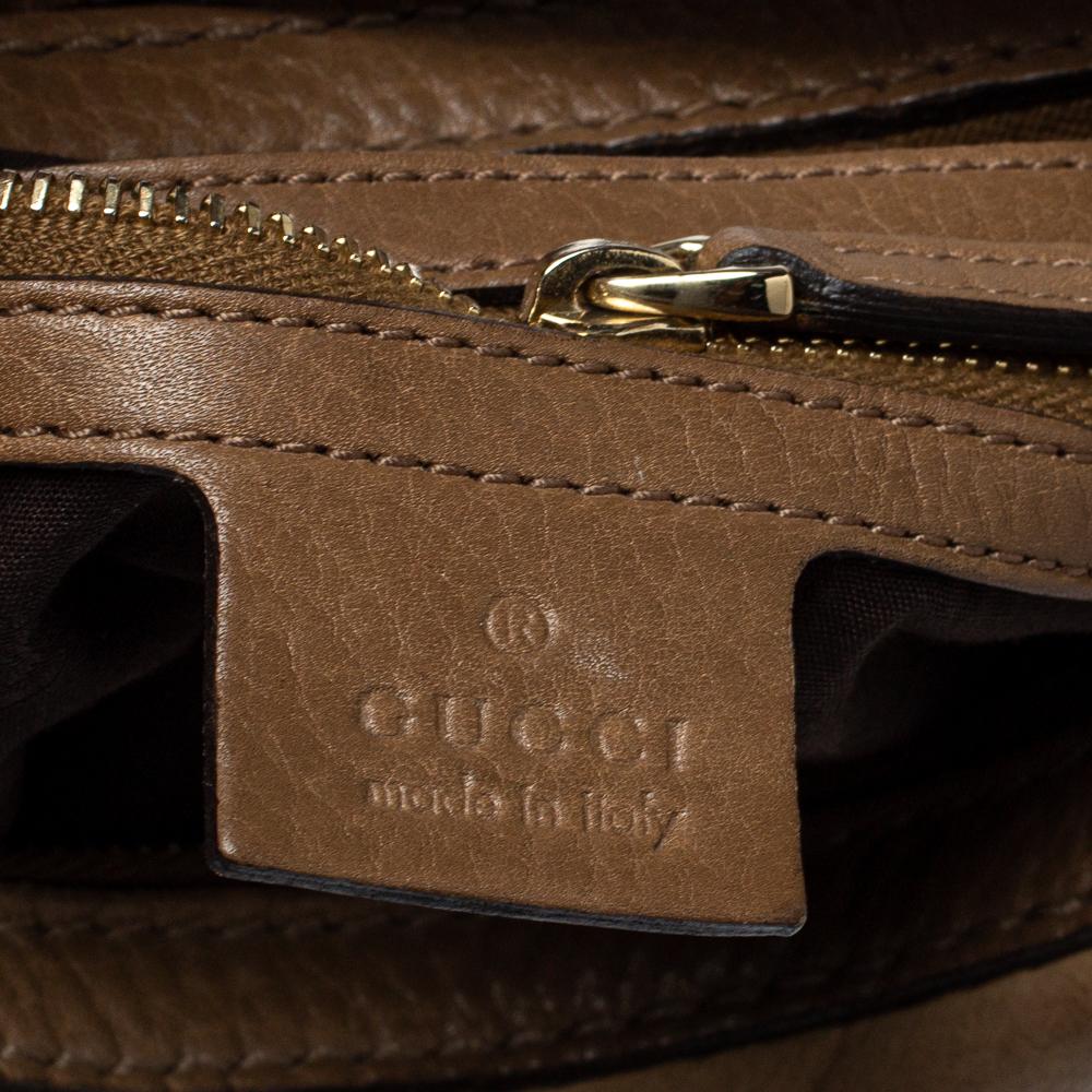 Gucci Beige/Brown Leather Medium Web Horsebit Heritage Hobo 1