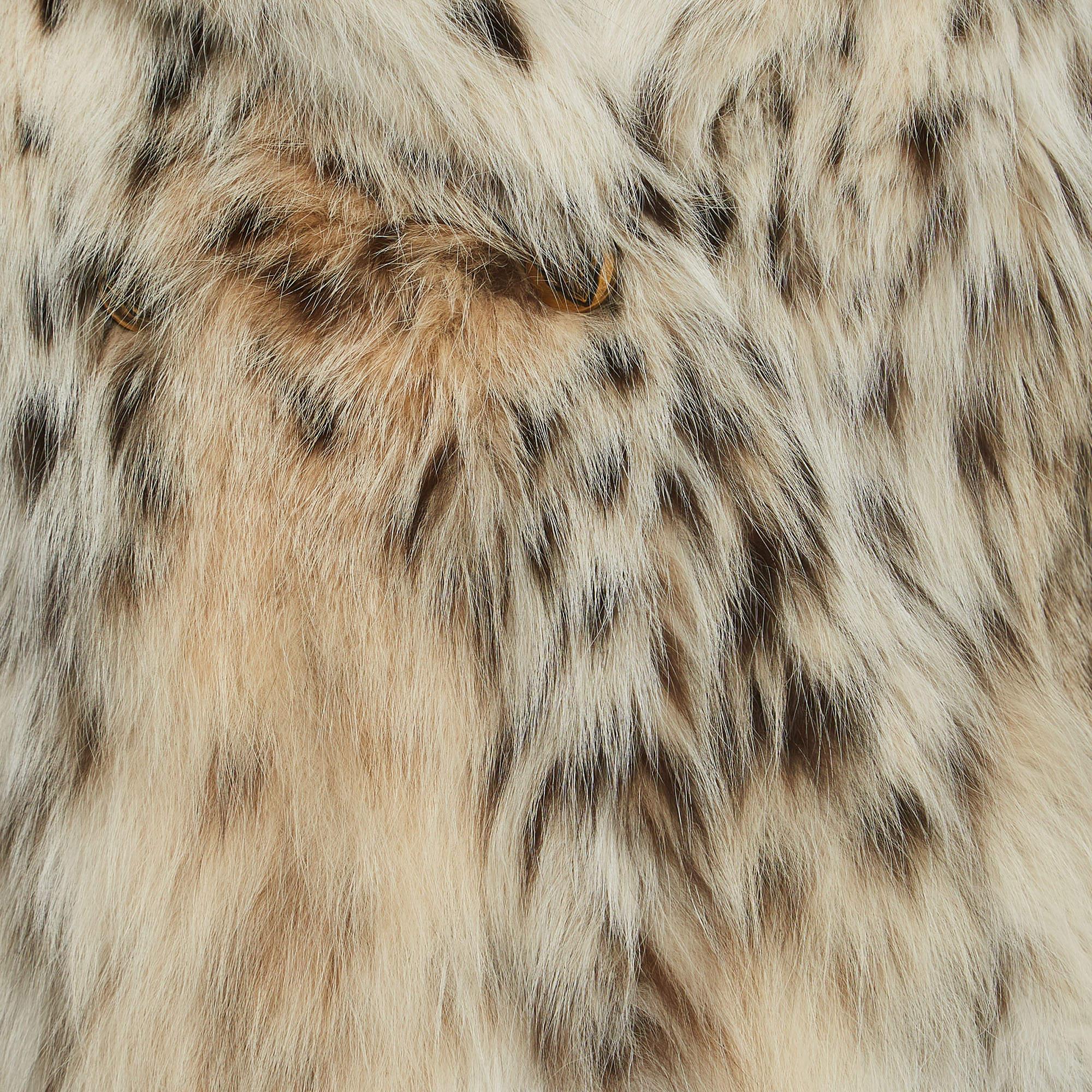 Women's Gucci Beige/Brown Lynx Fur Short Coat S For Sale