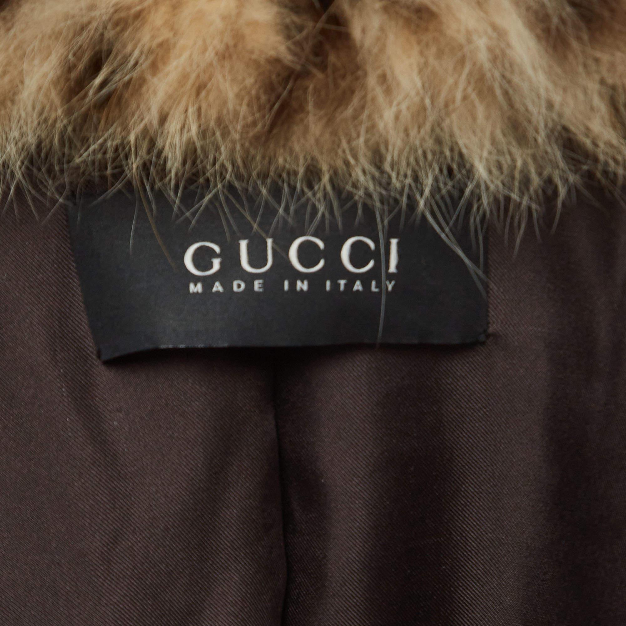 Gucci Beige/Brown Lynx Fur Short Coat S For Sale 1