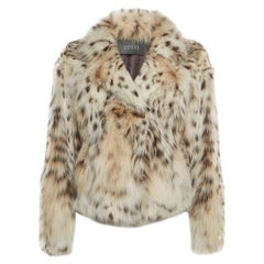 Manteau court en fourrure de lynx beige/brun Gucci S