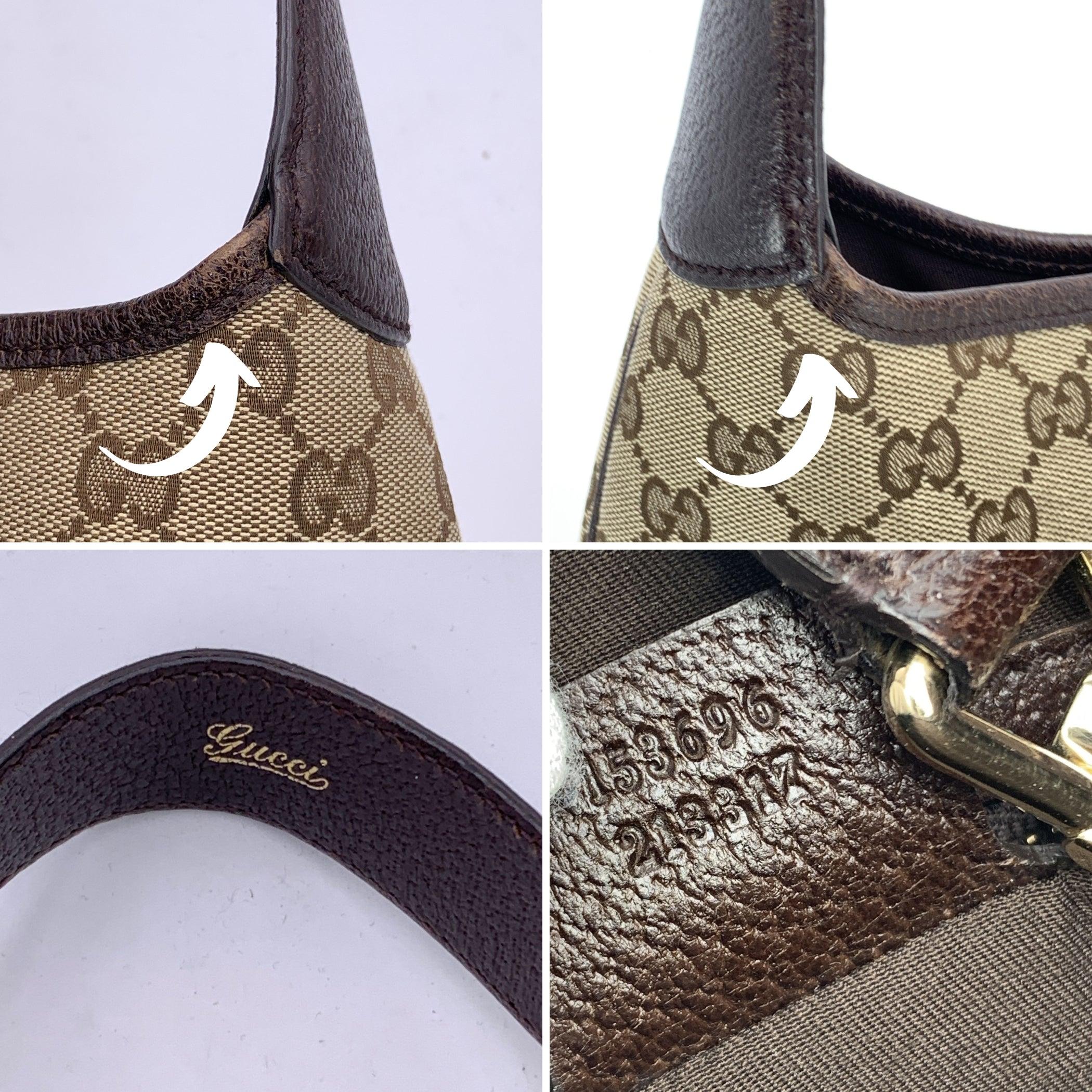 Women's Gucci Beige Brown Monogram Canvas and Leather Jackie 1961 Hobo Bag