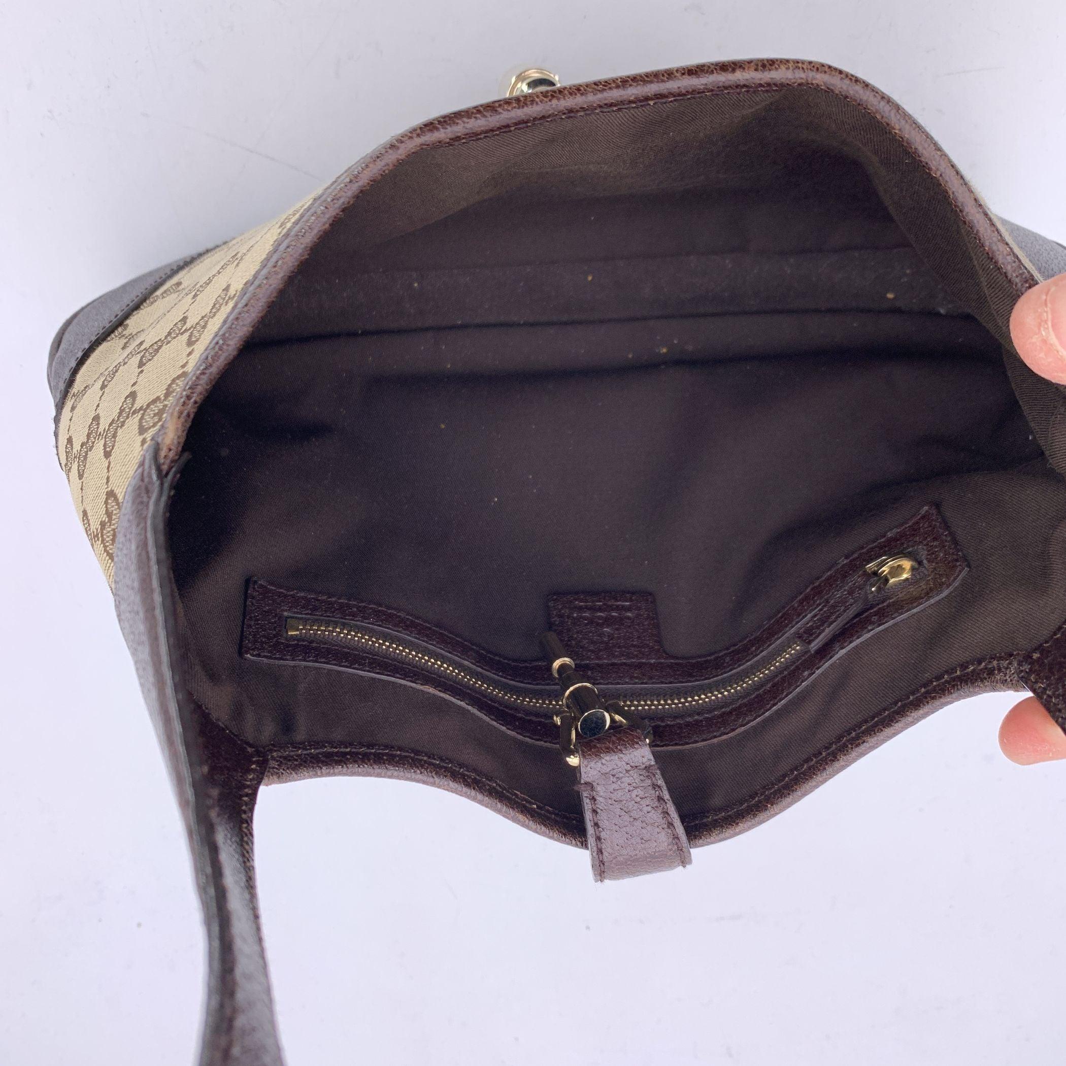Gucci Beige Brown Monogram Canvas and Leather Jackie 1961 Hobo Bag 1